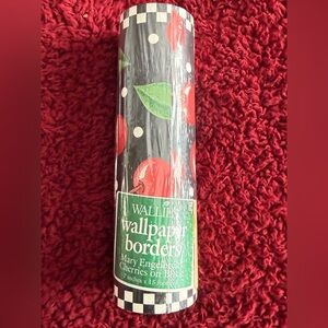 Mary Engelbreit Red Cherries on Black Wallpaper